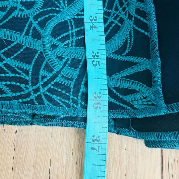 Tadashi Shoji Dress L Green Brocade Fit Flare Cocktail Wedding Guest Elegant - Picture 11 of 15